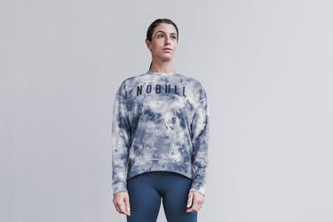 Nobull Crew Tie-Dye Women's Sweatshirts White | Australia (QI3126)